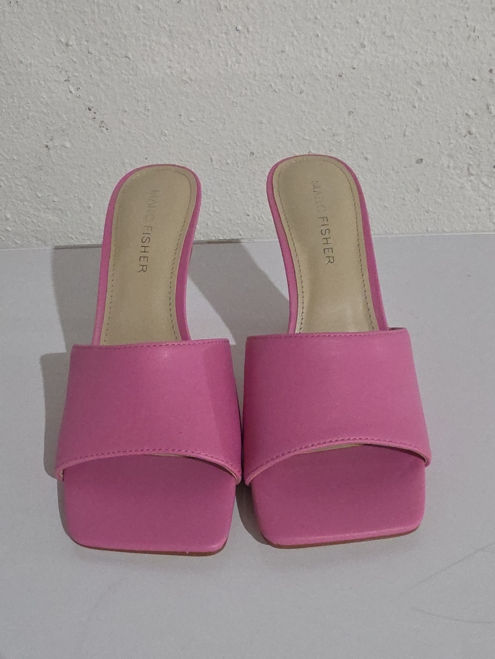 Marc Fisher Danria Bubblegum Pink Square-Toe Slip-On Mules